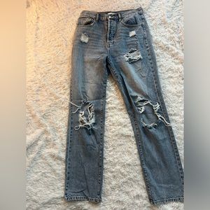 PacSun Distressed High Waist Dad Jeans Medium Wash